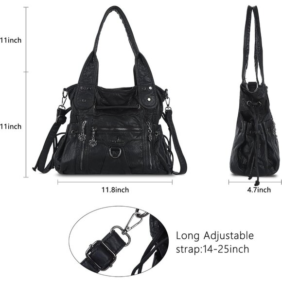 Chic Vegan Leather Hobo Bag for Women - Stylish Roomy Tote with Crossbody Strap - Picture 2 of 8